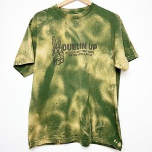 St Patrick’s Day Dublin Up Graphic Green Tan Marble Tie Dye Men’s Size Large